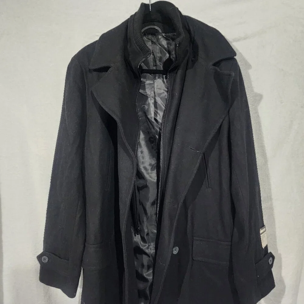 NWT Jf j.ferrar men’s wool bland pea coat black medium - Picture 3 of 9